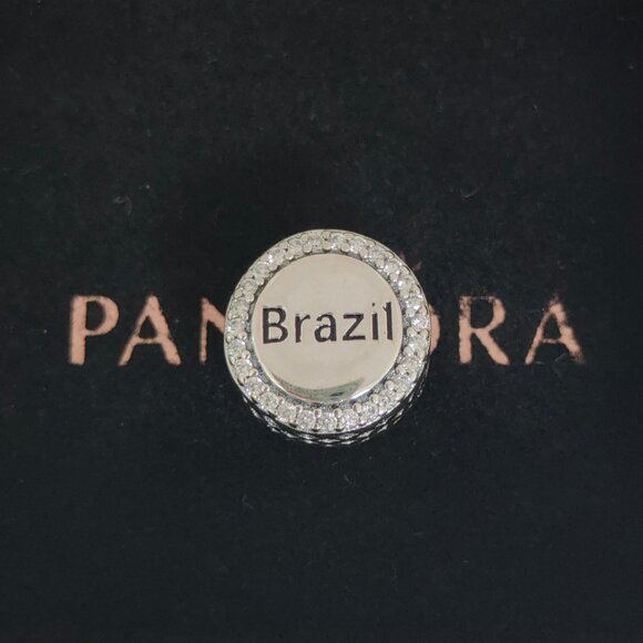 Pandora Brazil Flag Bead Charm Bracelet Pendant S925 Silver with box - Picture 2 of 8